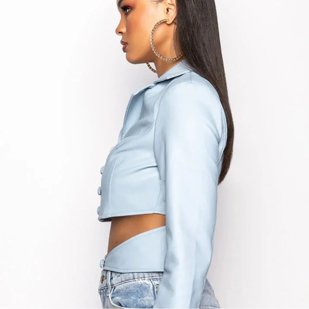 AZALEA WANG Boy Blue Cut Out Blazer Size S